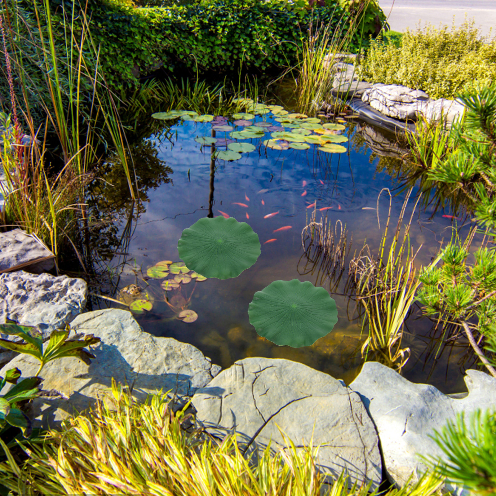 Aquarium Fish In Pond - 6Pcs Natural Looking Artificial Lotus Leaves