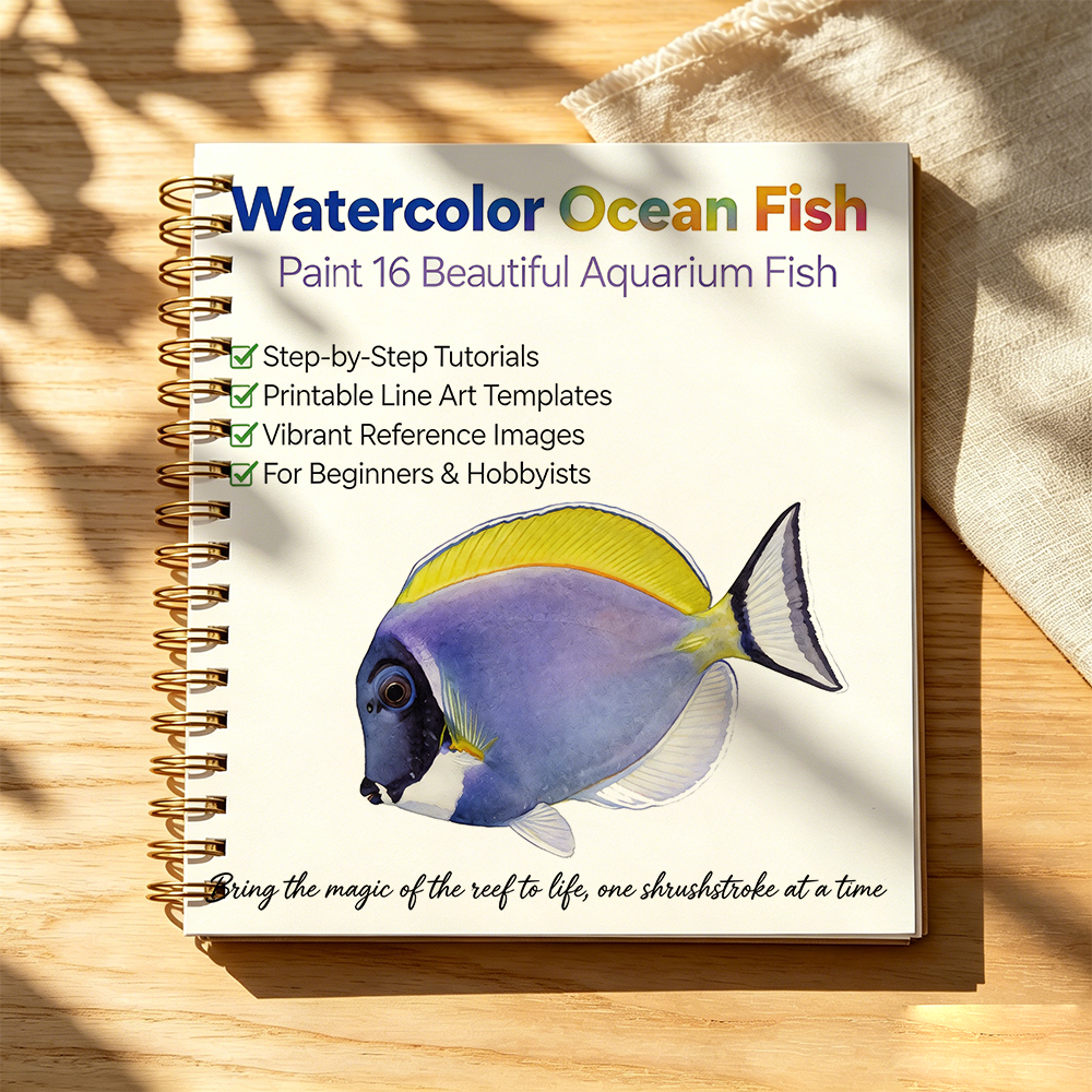 Fish Aquarium Guide - Beginner Watercolor Drawing Book, Step-by-Step Tutorial
