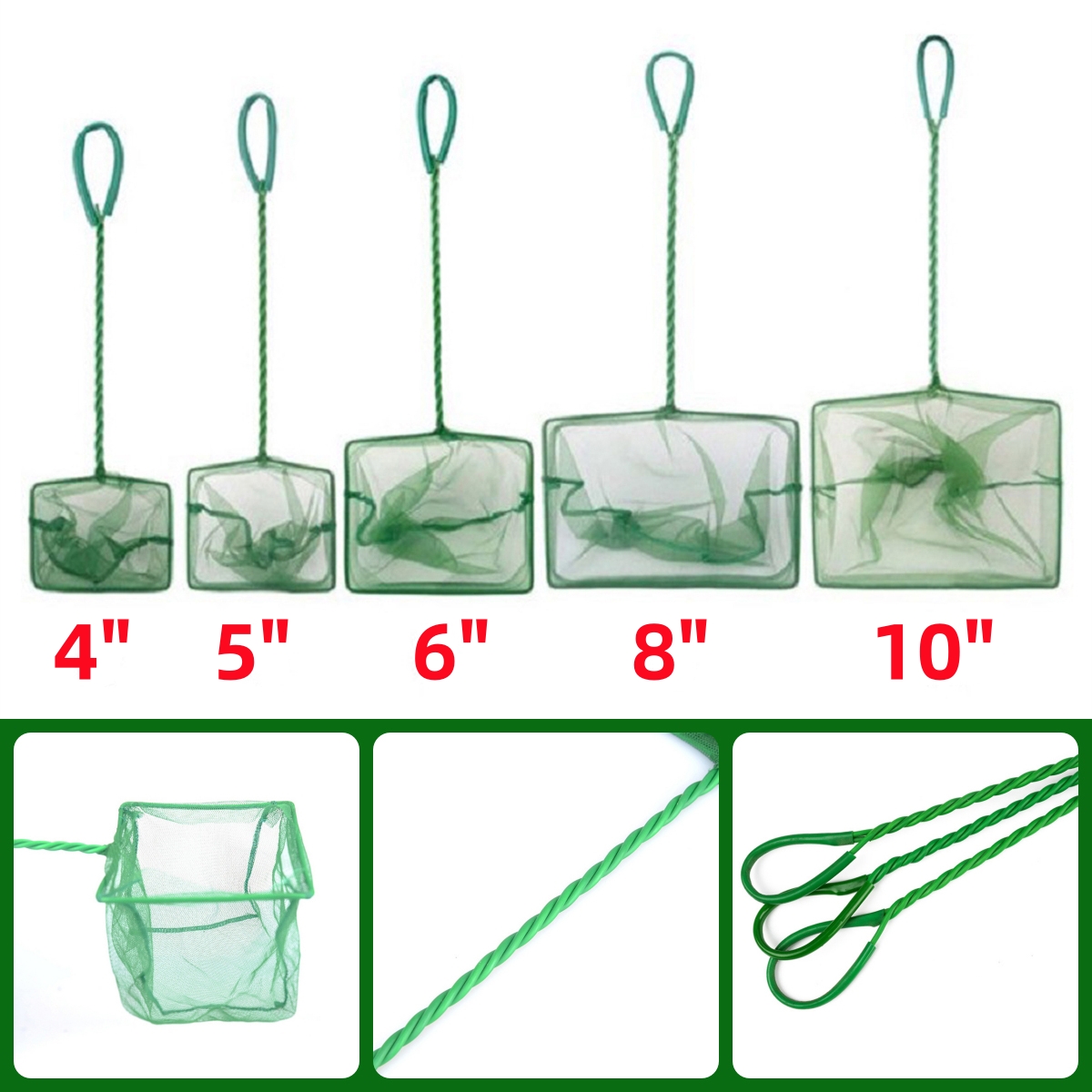3~10 Inch Portable Nylon Green - огляд і ціна Aquarium Fish Net Small